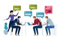 Chat group speech bubble. business people working in office talk to each other. Vector illustration Royalty Free Stock Photo