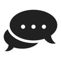 Chat icon, black communication and outline contact bubble