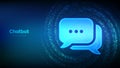 Chat icon made with binary code. Chatbot assistant application. Talk bubble speech. Dialogue balloon. Binary data. Virtual tunnel Royalty Free Stock Photo