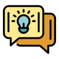 Chat idea icon color outline vector