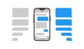Chat Interface Application with Dialogue window smartphone icon. Bubble messege and phone illustration symbol. Sign messaging