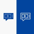 Chat, Live, Video, Service Line and Glyph Solid icon Blue banner Line and Glyph Solid icon Blue banner Royalty Free Stock Photo
