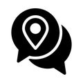 Chat location vector glyph flat icon