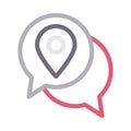 Chat location vector color line icon