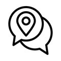 Chat location vector thin line icon