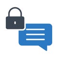 Chat lock glyph color flat vector icon