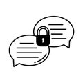 Chat lock half glyph vector icon which can easily modify or edit