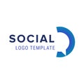 Social logo. Vector chat logo design template. Abstract communication vector logotypewith blue color. Royalty Free Stock Photo