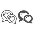 Chat for love line and glyph icon. Speech bubble with heart vector illustration isolated on white. Love message outline Royalty Free Stock Photo