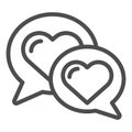 Chat for love line icon. Speech bubble with heart vector illustration isolated on white. Love message outline style Royalty Free Stock Photo