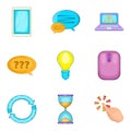 Chat manager icons set, cartoon style