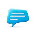 Chat message balloon 3d effect. Isolated speech bubble elements, realistic talk icon for web network, social media, app