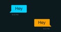 Chat message bubble of gay dating app messenger, vector screen interface. Hey message in gay chat application, speech bubbles with Royalty Free Stock Photo