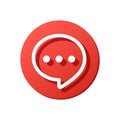 chat message red rounded vector icon on smartphone, speech bubble icon Royalty Free Stock Photo