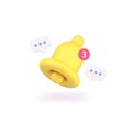 Chat message ring bell notification incoming email electronic mail inbox mailbox 3d icon vector