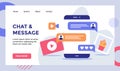 Chat message chat text video picture campaign for web website home homepage landing page template banner with modern