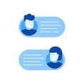 Chat messages bubble, man person chatting on cellphone with woman. Modern flat style vector illustration