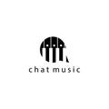 Chat music logo piano design vector illustration