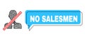 Shifted No Salesmen Message Balloon and Linear Closed Clerk Icon