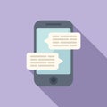 Chat phone icon flat vector. Bubble speech