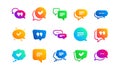 Chat and quote icons. Approved, Checkmark box and Social media message. Classic set. Vector