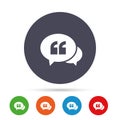 Chat Quote sign icon. Quotation mark symbol.