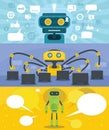 Chat robot banner concept set, flat style