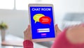 Chat room concept on a tablet