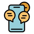 Chat search engine icon vector flat