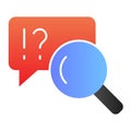 Chat search flat icon. Search dialogue vector illustration isolated on white. Magnifier and speech bubble gradient style