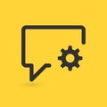 chat settings icon, gear in chat bubble. vector illustration isolated on yellow background. Royalty Free Stock Photo