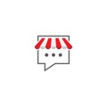 Chat shop, online shopping. Vector logo icon template