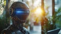 In a chat between a smart robot and a chatbot, the chatbot provides information driven by command prompts and digital