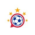 Chat Soccer logo design vector illustration, Creative Football logo design concept template, symbols icons Royalty Free Stock Photo