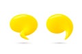 Chat Speech Bubble set. Yellow 3d talk balloon. Think and Speak cloud with smooth blend. Vector