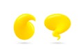 Chat Speech Bubble set. Yellow 3d talk balloon. Think and Speak cloud with smooth blend. Vector Royalty Free Stock Photo
