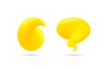 Chat Speech Bubble set. Yellow 3d talk balloon. Think and Speak cloud with smooth blend. Vector