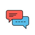 Chat speech bubble thin line icon. Color Royalty Free Stock Photo