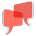 Chat speech bubbles in perspective vector Coral color transparent on a white background