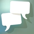 Chat speech bubbles white FreeSpace on a blue bokeh background