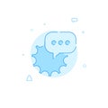 Chat with technical support flat vector icon. Filled line style. Blue monochrome design. Editable stroke Royalty Free Stock Photo