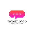 Chat Ticket logo design concept vector, Travel Ticket with Chat logo Template, Creative design, Icon symbol Royalty Free Stock Photo