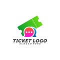 Chat Ticket logo design concept vector, Travel Ticket with Chat logo Template, Creative design, Icon symbol Royalty Free Stock Photo