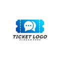 Chat Ticket logo design concept vector, Travel Ticket with Chat logo Template, Creative design, Icon symbol Royalty Free Stock Photo