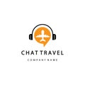 Chat travel logo airplane illustration vector design Royalty Free Stock Photo