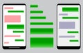 Set of blank template messaging or green chatting messages or social network messages chat with laptop or tablet concept. eps 10