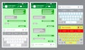 Set of blank template messaging or green chatting messages or social network messages chat with laptop or tablet concept