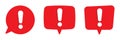 Chat warning exclamation mark. Speech bubble with exclamation mark. Red attention sign icon. Royalty Free Stock Photo