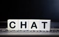 CHAT word made with wood building blocks