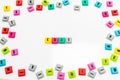 CHAT word on white isolated background with scattered alphabetic letters